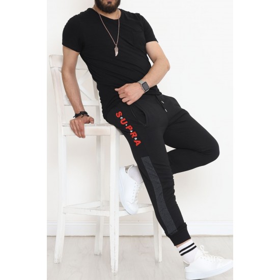 Baskılı Unisex Eşofman Altı Siyah - 18539.1820.