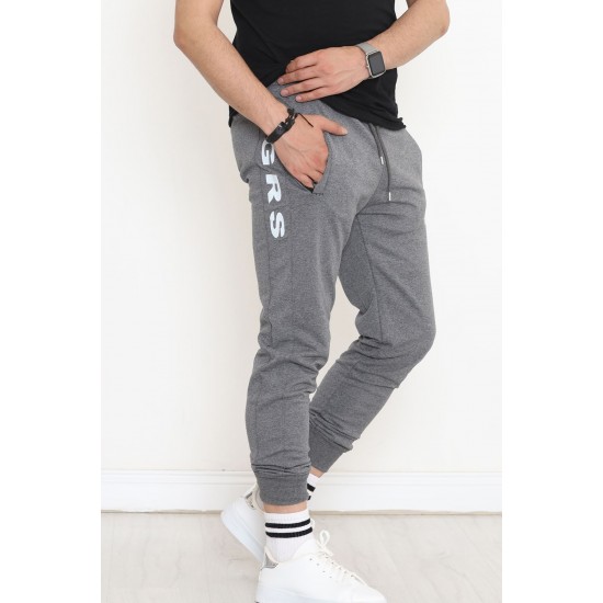 Baskılı Unisex Eşofman Altı Koyugri - 18537.1820.