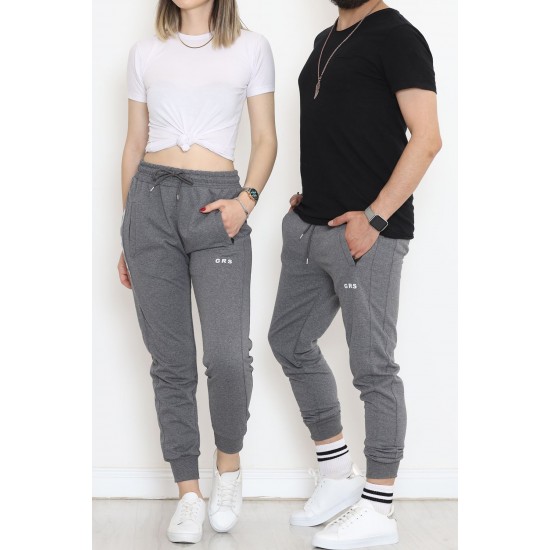 Baskılı Unisex Eşofman Altı Koyugri - 18537.1820.