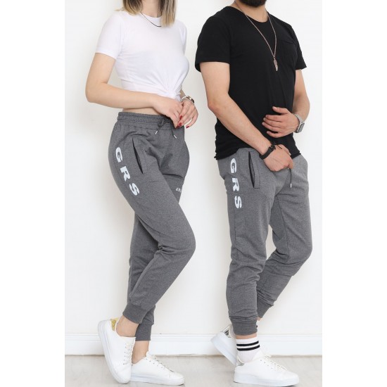 Baskılı Unisex Eşofman Altı Koyugri - 18537.1820.