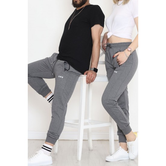 Baskılı Unisex Eşofman Altı Koyugri - 18537.1820.