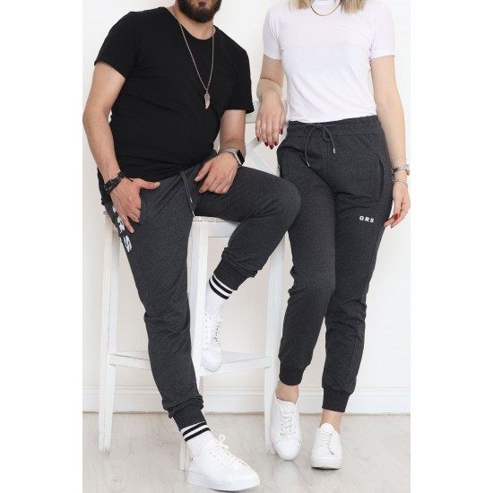 Baskılı Unisex Eşofman Altı Füme - 18537.1820.