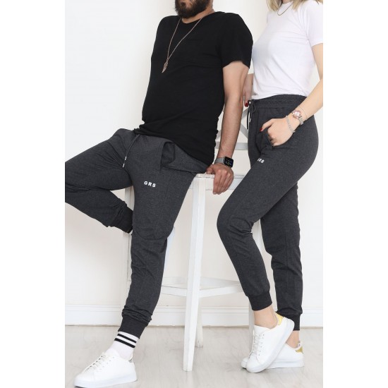 Baskılı Unisex Eşofman Altı Füme - 18537.1820.