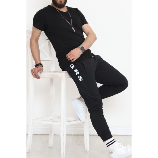 Baskılı Unisex Eşofman Altı Siyah - 18537.1820.