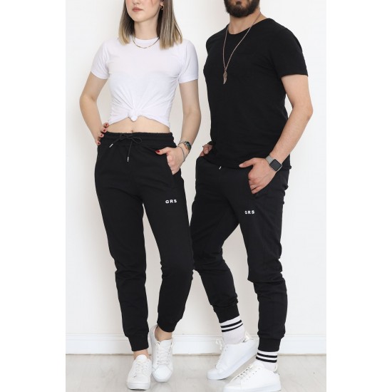 Baskılı Unisex Eşofman Altı Siyah - 18537.1820.