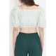 Çizgili Crop Bluz Yeşil - 18423.631.