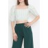 Çizgili Crop Bluz Yeşil - 18423.631.