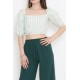 Çizgili Crop Bluz Yeşil - 18423.631.