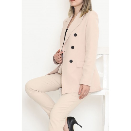 Düğmeli Blazer Ceket Açıkvizon - 354.1247.