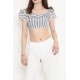 Çizgili Crop Bluz Lacibeyaz - 18426.631.