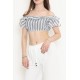 Çizgili Crop Bluz Lacibeyaz - 18426.631.