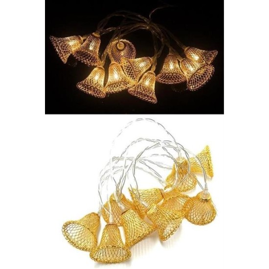 BUFFER® Parti ve Özel Gün Dekorasyonu Çan Şeklinde Metal Şerit Led Işık
