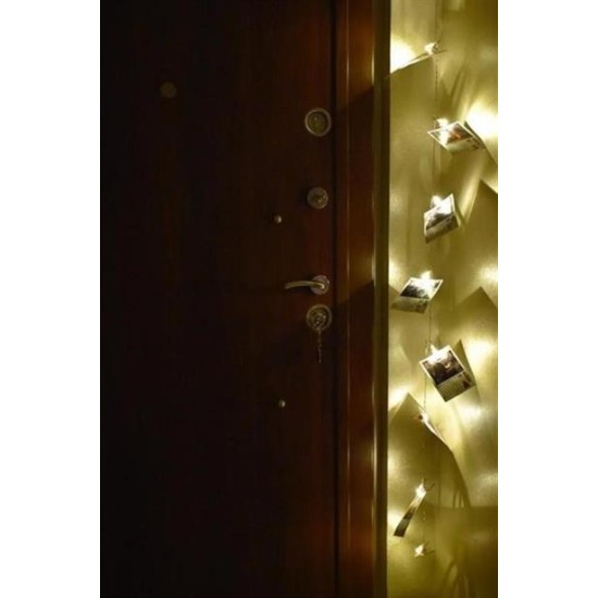 BUFFER® Bakır Renkli Led Işıklı Fotoğraf Asma Işık Süsleme Mandalları