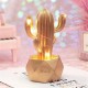 BUFFER® Led Işıklı Sevimli Kaktüs Dekoratif Masa Lambası Mini Biblo Gece Lambası-GOLD